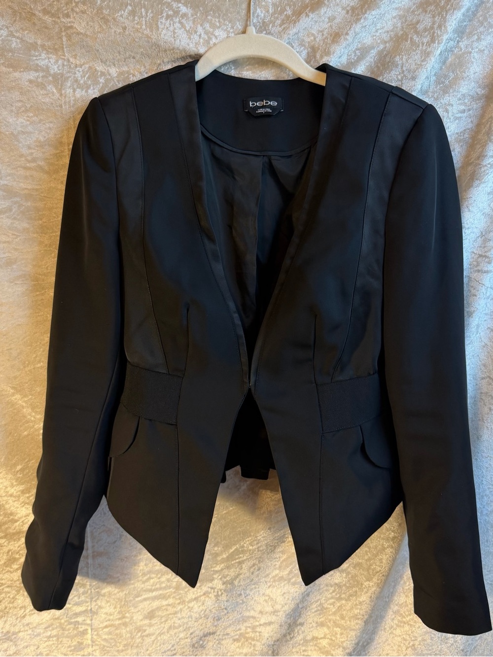 Bebe Black Structured Peplum Blazer Jacket Size 6